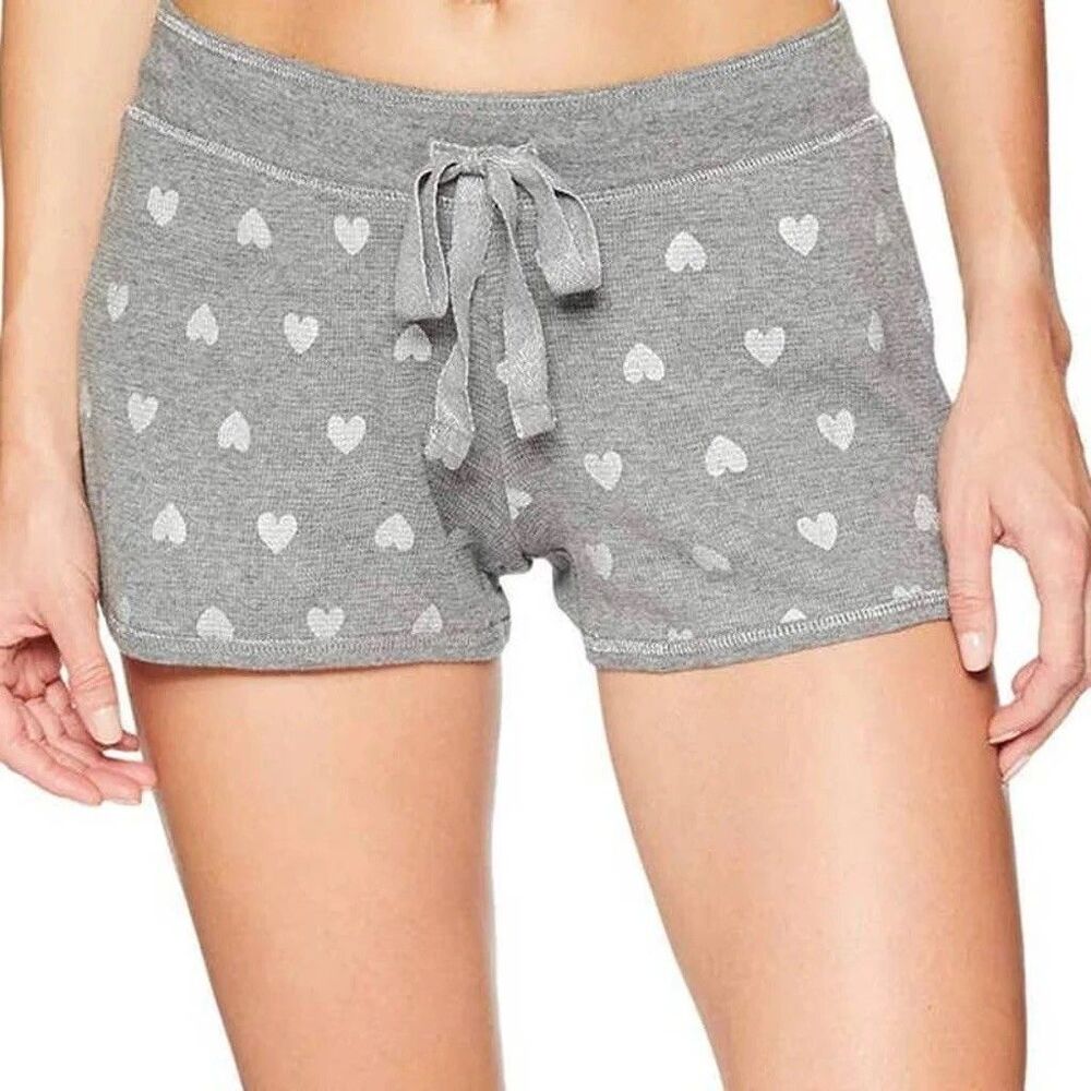 PJ Salvage Womans XL Sleep Shorts Wild Heart Print  Lounge Wear Gray